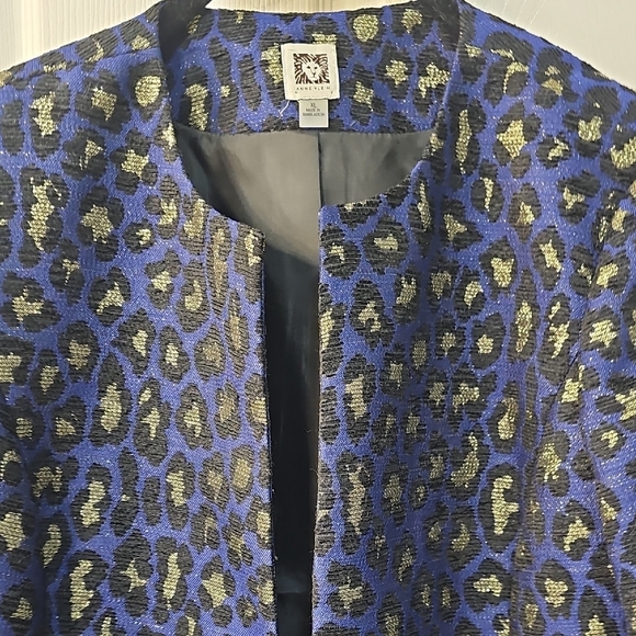 Anne Klein Vintage Long Sleeve  Animal Print Metallic Open Jacket XL - Picture 4 of 15